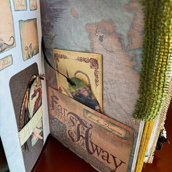 Handmade Dragon Junk Journal, Scrapbook With Tea Dyed Paper - Picture 5 of 9